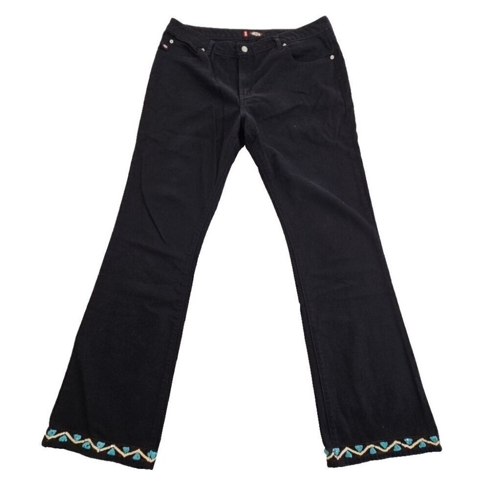 Bongo‎ Jeans Women's 13 (W36xL32) Black Denim Relaxed Fit Cotton Mexico EUC LN